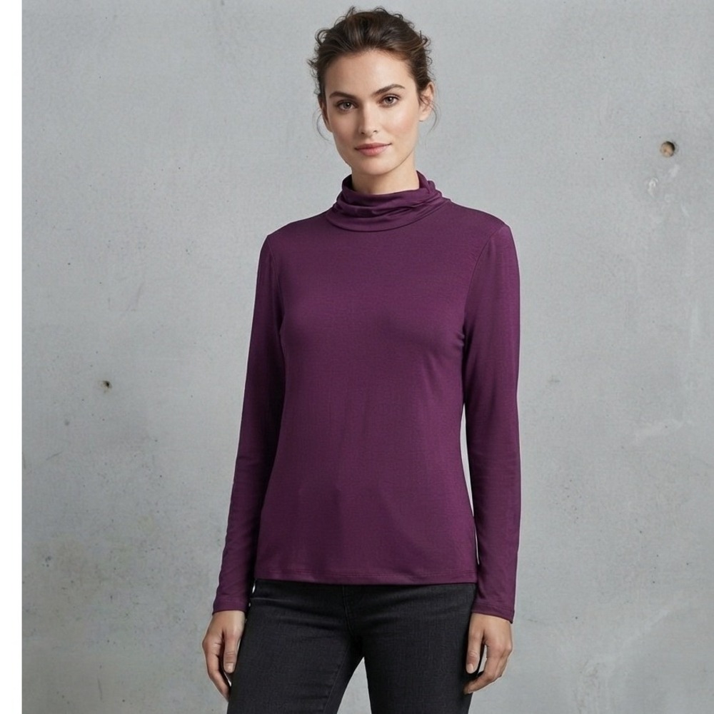 Anne Klein Purple Long Sleeve Turtleneck Knit Layering Top Large